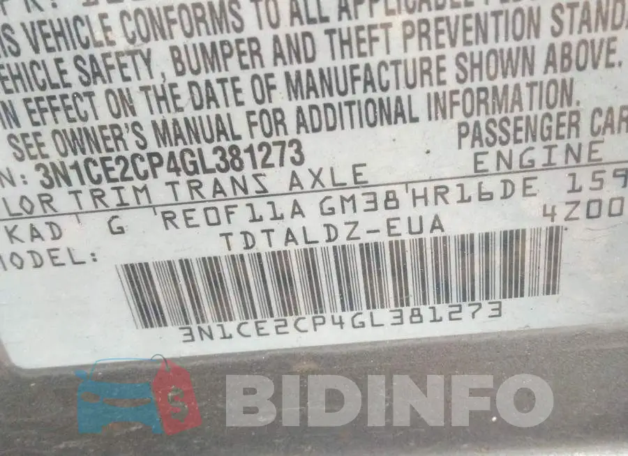 3N1CE2CP4GL381273 Photo# 9