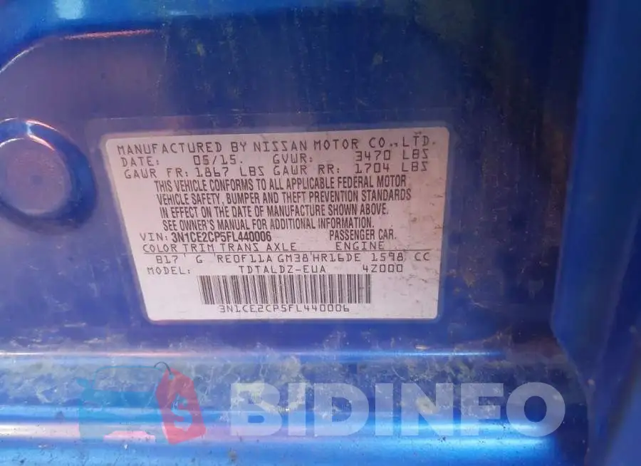 3N1CE2CP5FL440006 Photo# 9