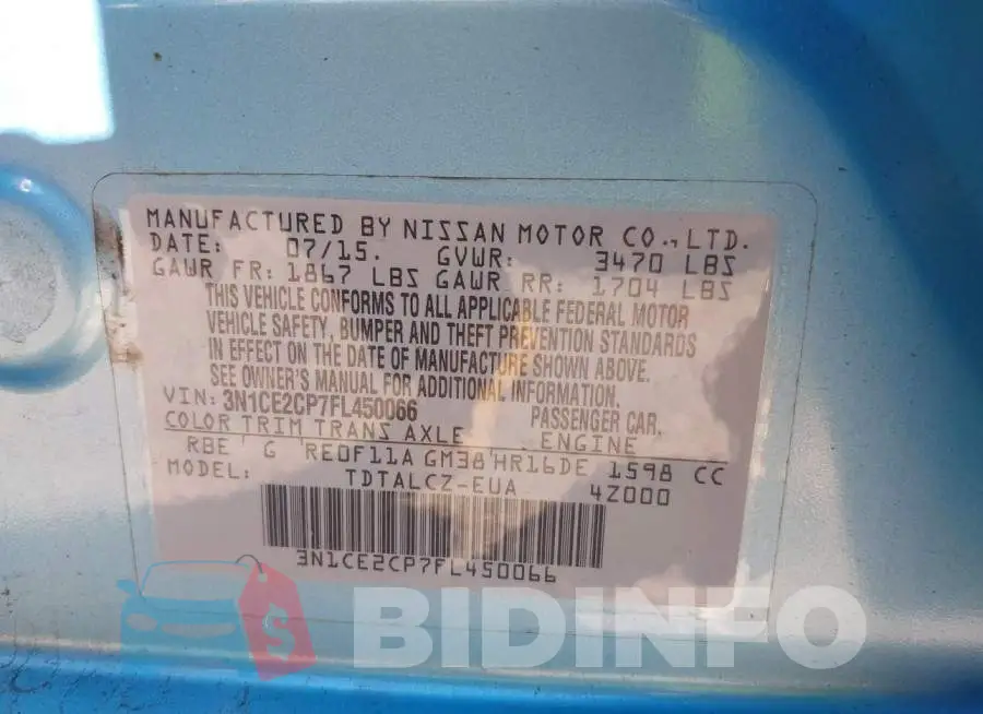 3N1CE2CP7FL450066 Photo# 9