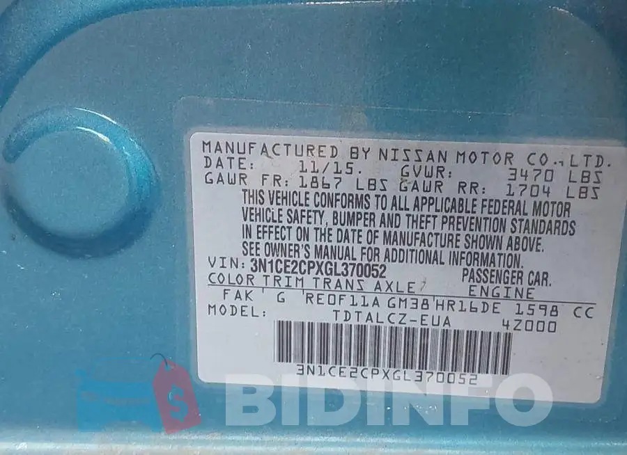 3N1CE2CPXGL370052 Photo# 9