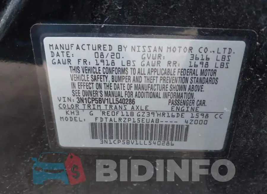 3N1CP5BV1LL540286 Photo# 9