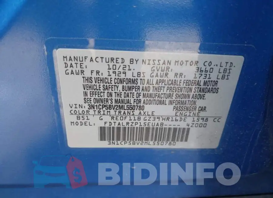 3N1CP5BV2ML550780 Photo# 9
