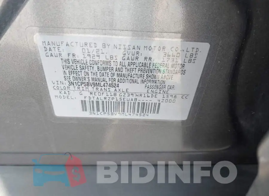3N1CP5BV9ML474524 Photo# 9