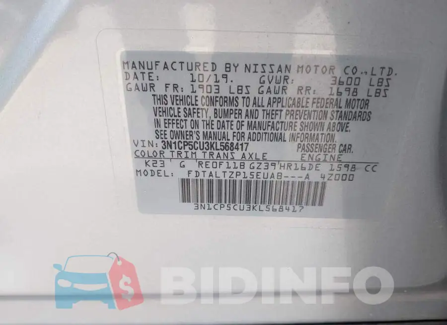 3N1CP5CU3KL568417 Photo# 9