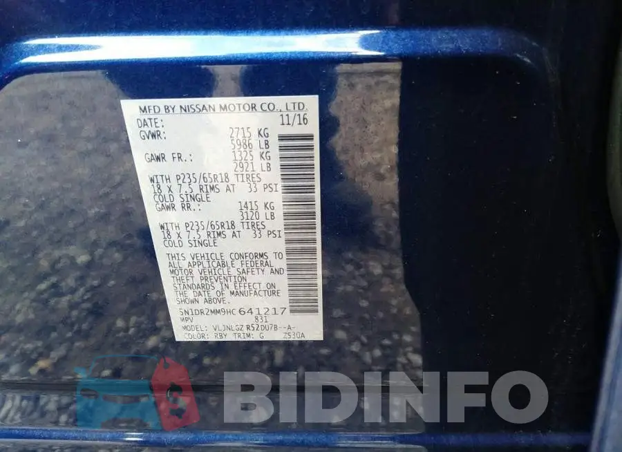 5N1DR2MM9HC641217 Photo# 9
