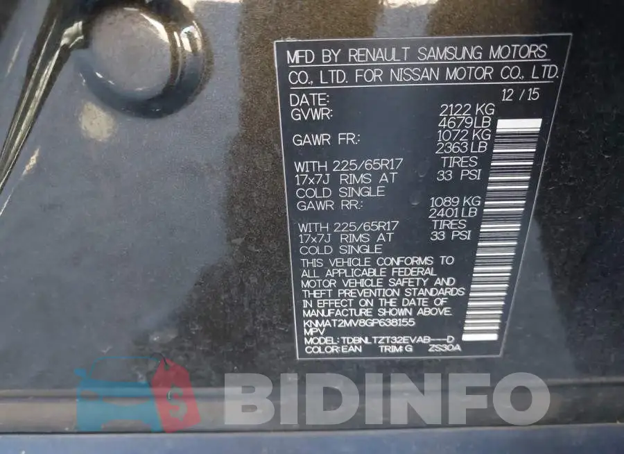 KNMAT2MV8GP638155 Photo# 9