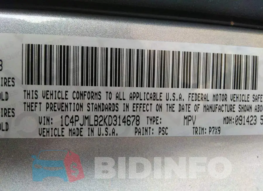 1C4PJMLB2KD314678 Photo# 9