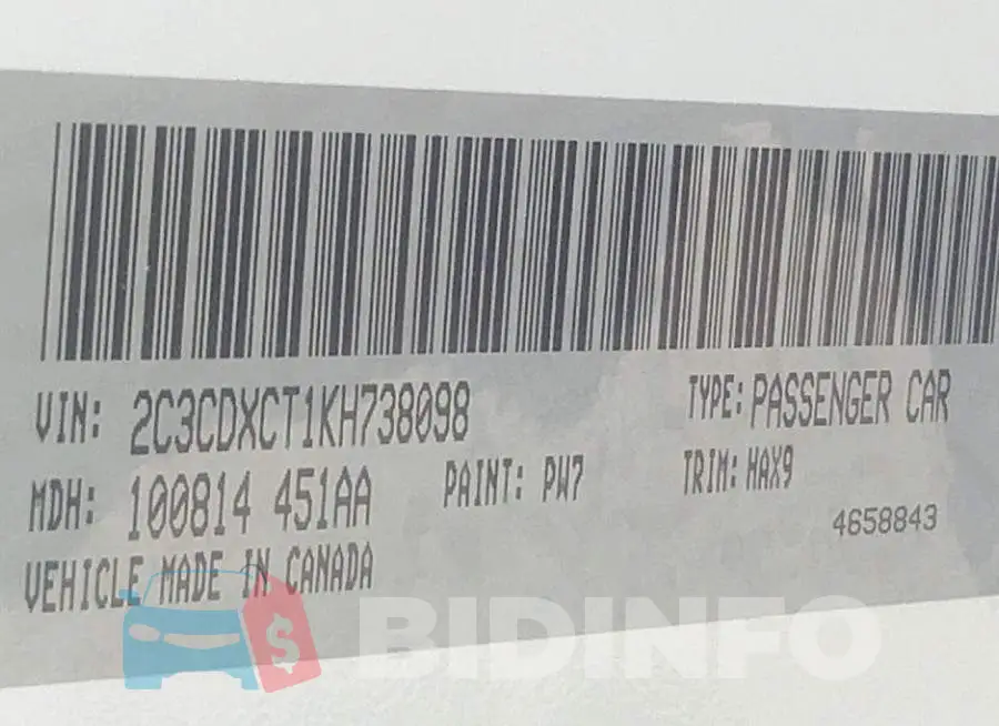 2C3CDXCT1KH738098 Photo# 9