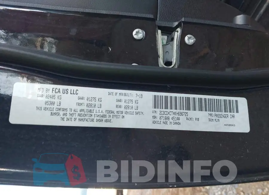 2C3CDXCTXKH696725 Photo# 9