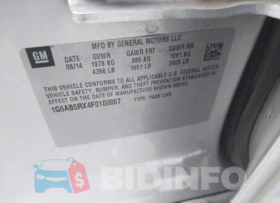 1G6AB5RX4F0100867 Photo# 9