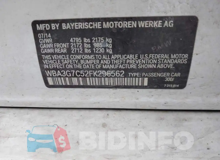 WBA3G7C52FK296562 Photo# 9