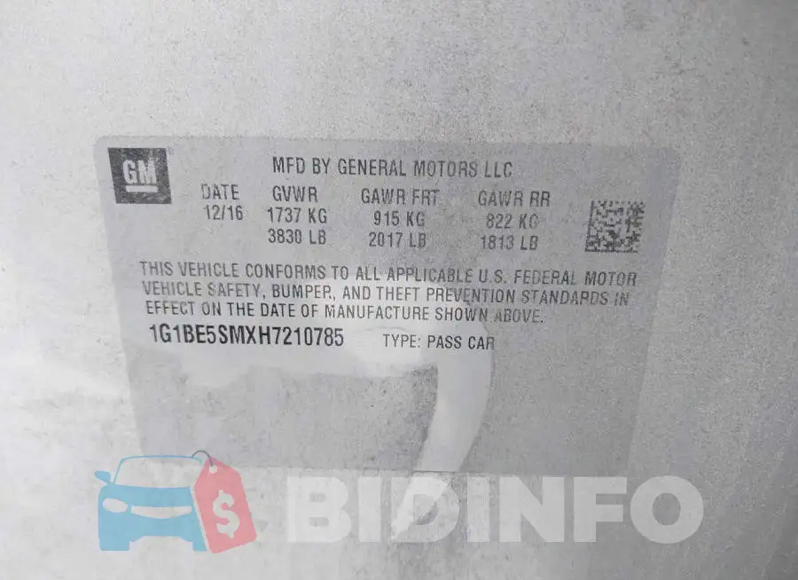 1G1BE5SMXH7210785 Photo# 9