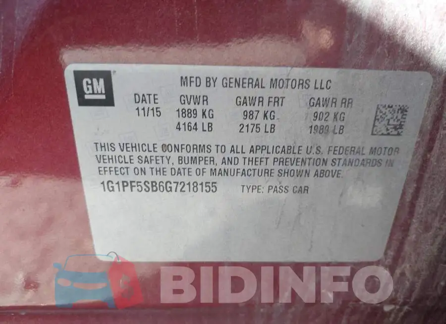 1G1PF5SB6G7218155 Photo# 9