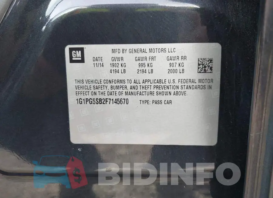1G1PG5SB2F7145670 Photo# 9