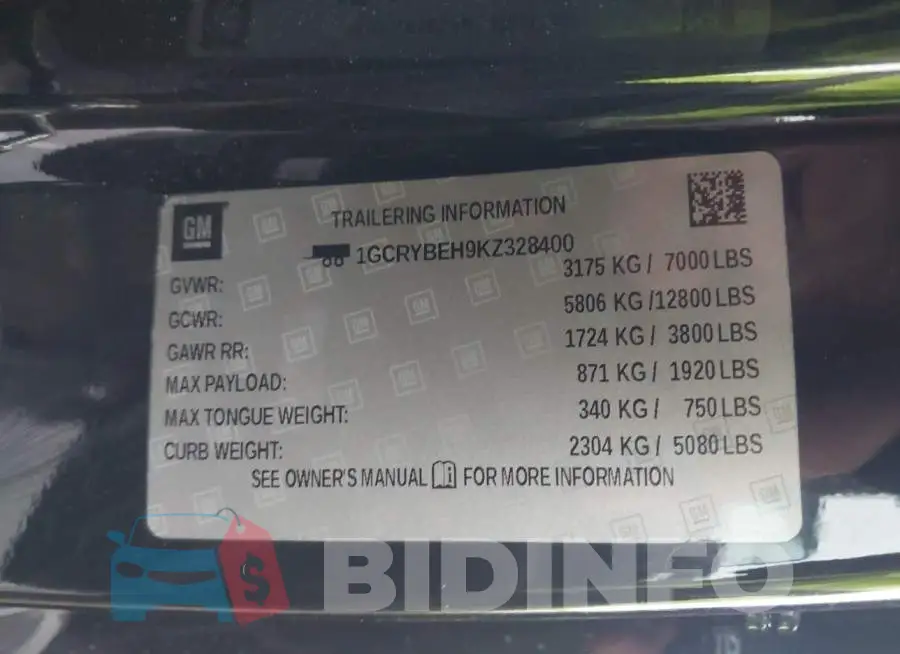1GCRYBEH9KZ328400 Photo# 9