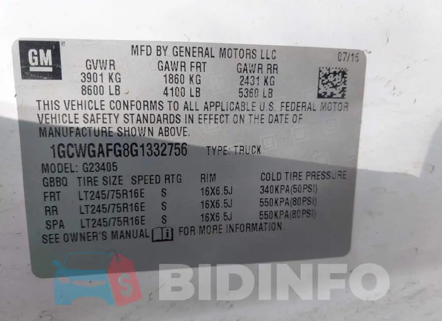 1GCWGAFG8G1332756 Photo# 9