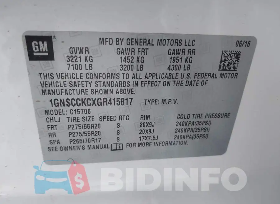 1GNSCCKCXGR415817 Photo# 9