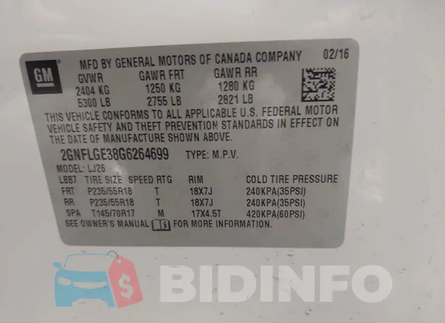 2GNFLGE38G6264699 Photo# 9