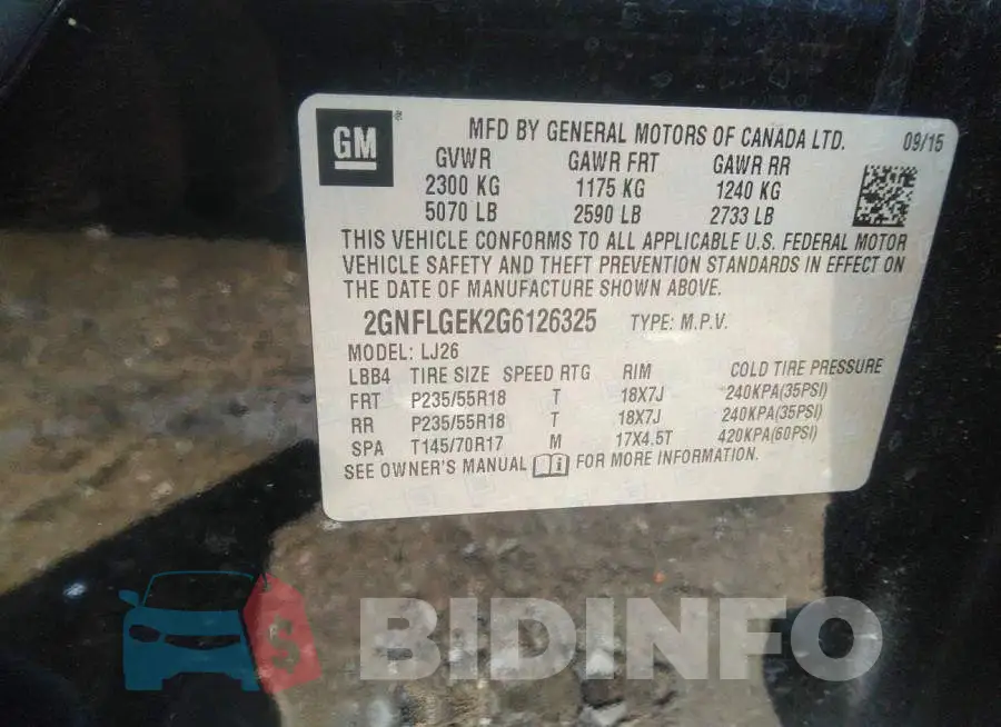 2GNFLGEK2G6126325 Photo# 9