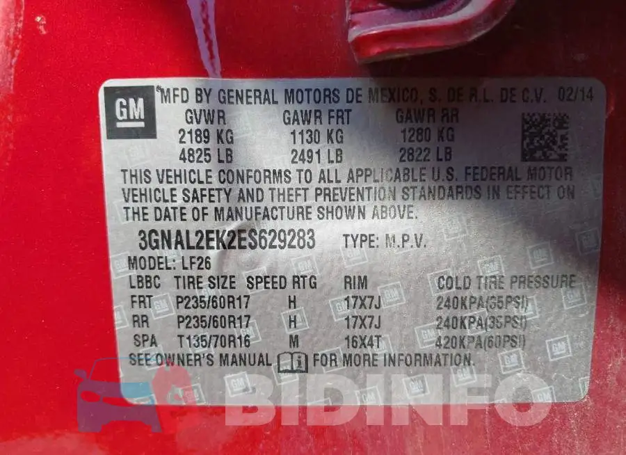 3GNAL2EK2ES629283 Photo# 9