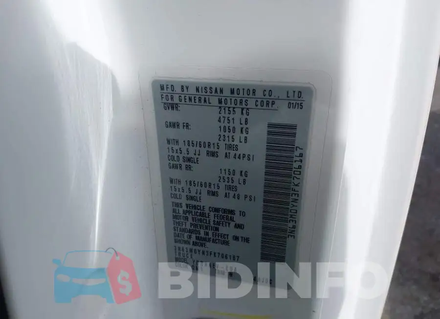 3N63M0YN3FK706167 Photo# 9