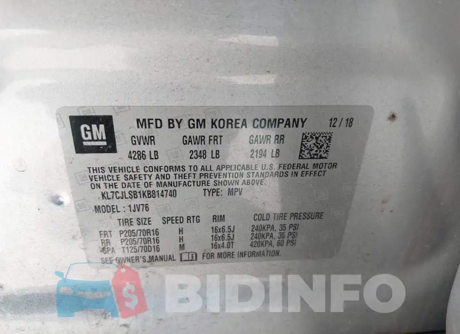 KL7CJLSB1KB814740 Photo# 9
