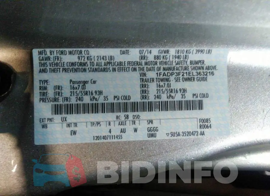 1FADP3F21EL363216 Photo# 9