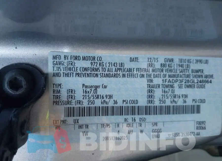 1FADP3F28GL248664 Photo# 9