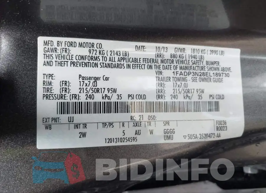 1FADP3N28EL189730 Photo# 9