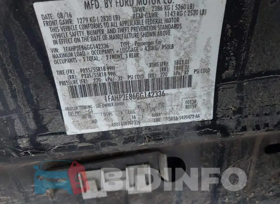 1FAHP2E86GG142336 Photo# 9