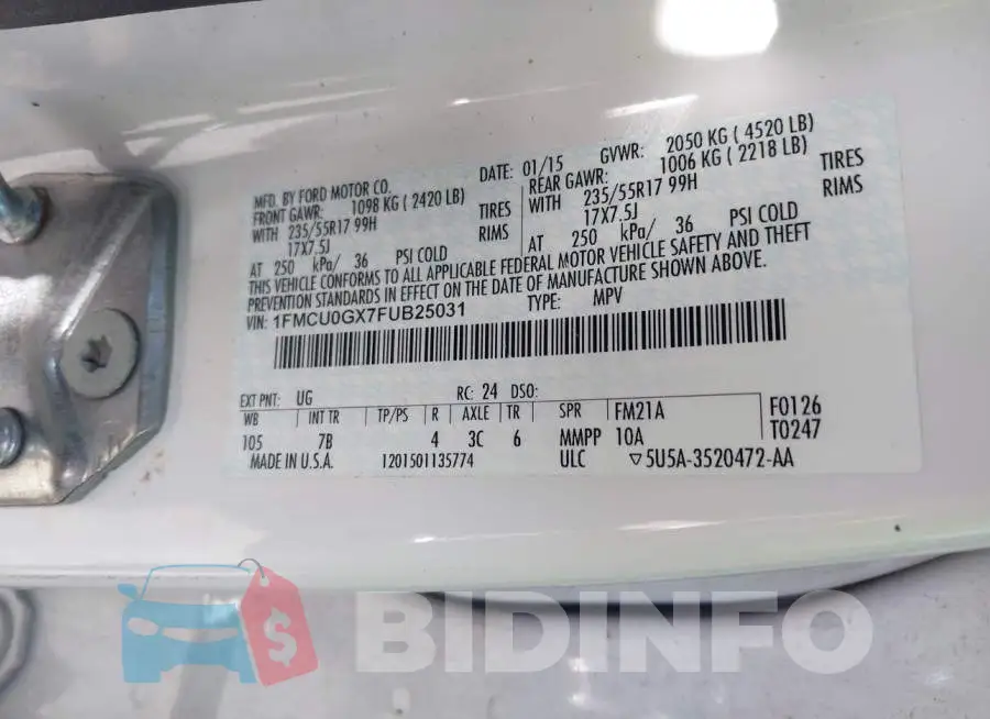 1FMCU0GX7FUB25031 Photo# 9