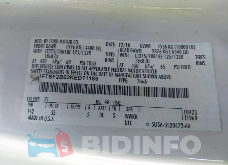 1FTBF2B62KED71185 Photo# 9