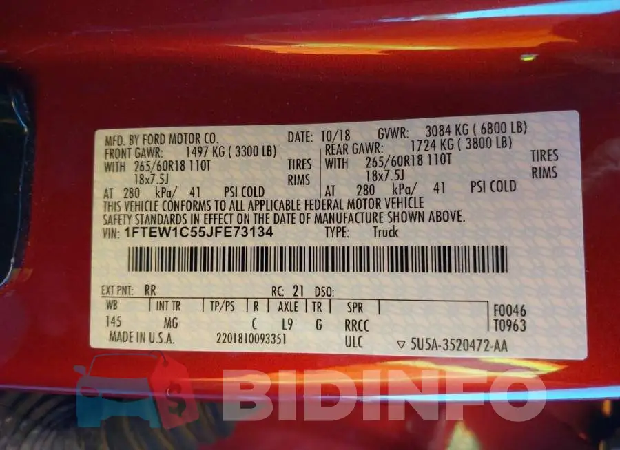 1FTEW1C55JFE73134 Photo# 9