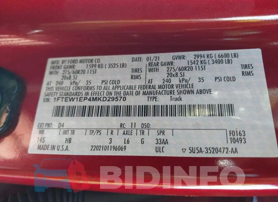 1FTEW1EP4MKD29570 Photo# 9