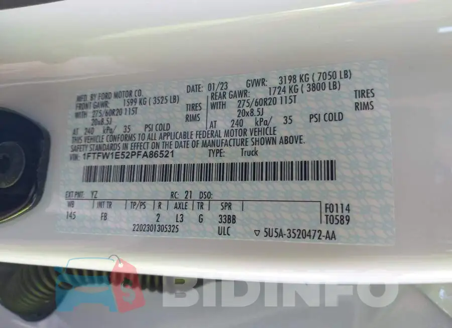 1FTFW1E52PFA86521 Photo# 9