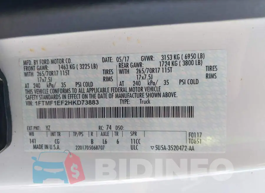 1FTMF1EF2HKD73883 Photo# 9
