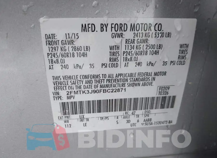 2FMTK3J90FBC22871 Photo# 9