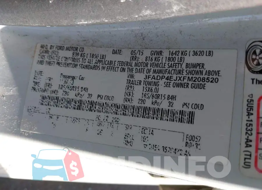 3FADP4EJXFM208520 Photo# 9