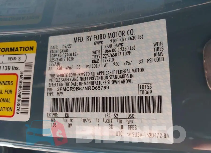 3FMCR9B67NRD65769 Photo# 9