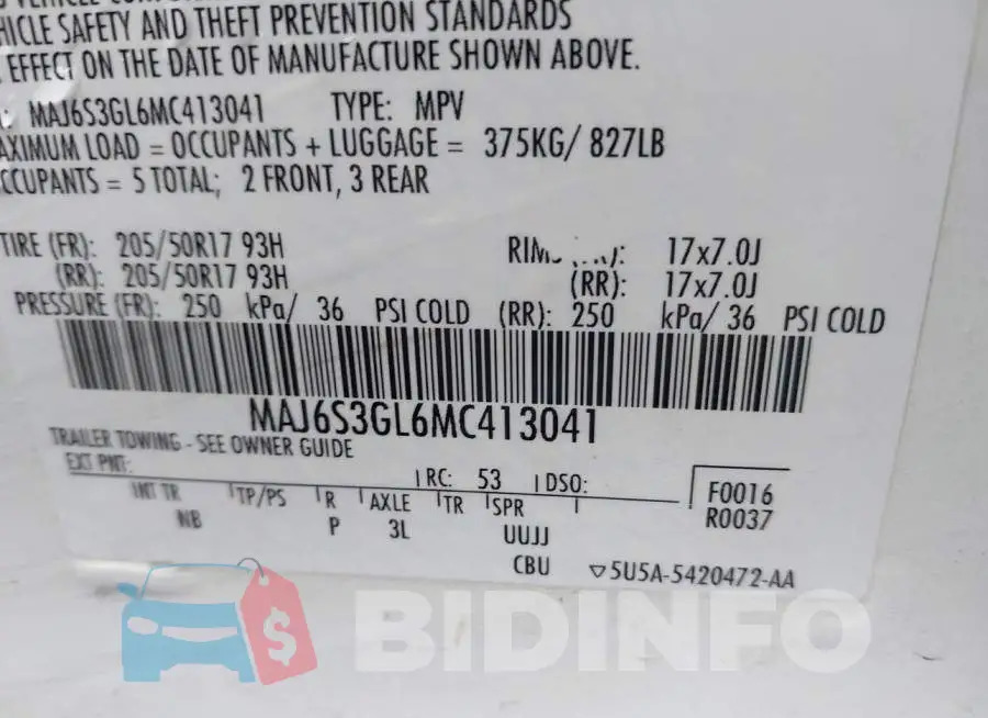 MAJ6S3GL6MC413041 Photo# 9