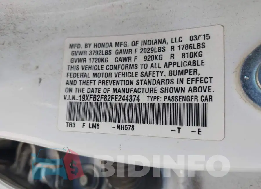 19XFB2F82FE244374 Photo# 9