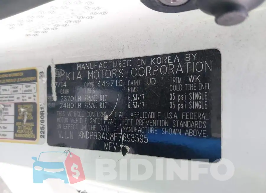 KNDPB3AC8F7693595 Photo# 9