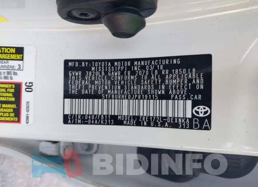 5YFBURHE0JP819115 Photo# 9