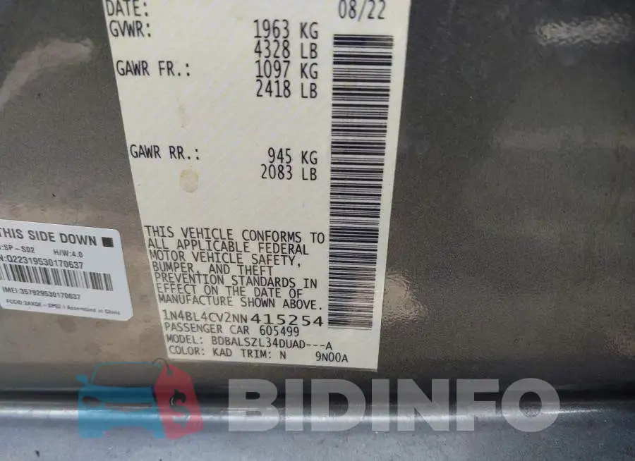 1N4BL4CV2NN415254 Photo# 9