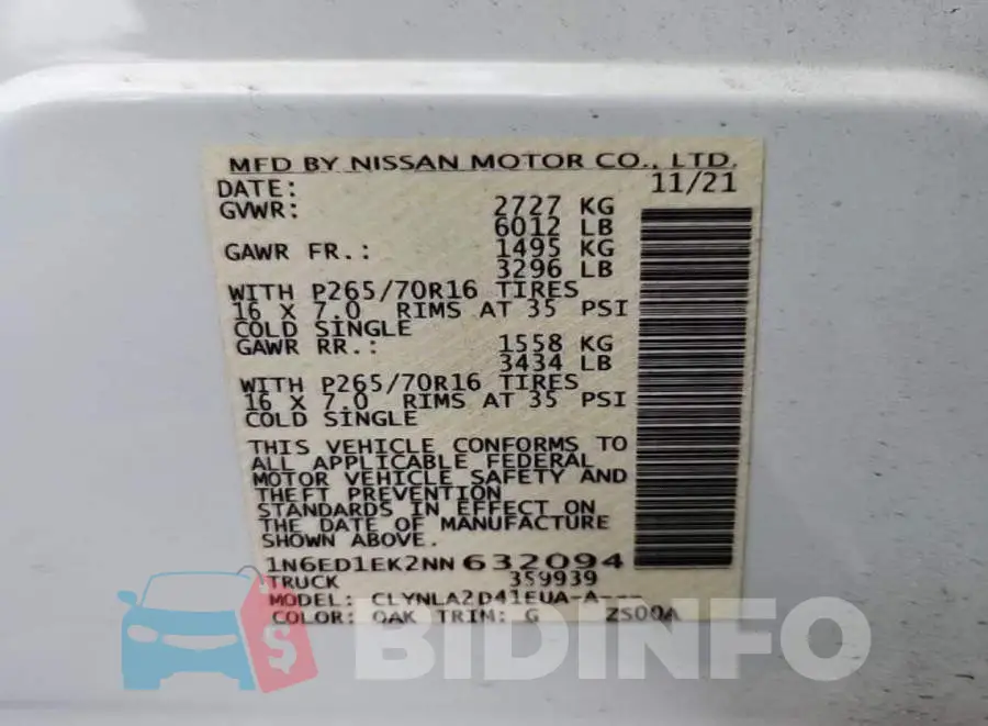 1N6ED1EK2NN632094 Photo# 8