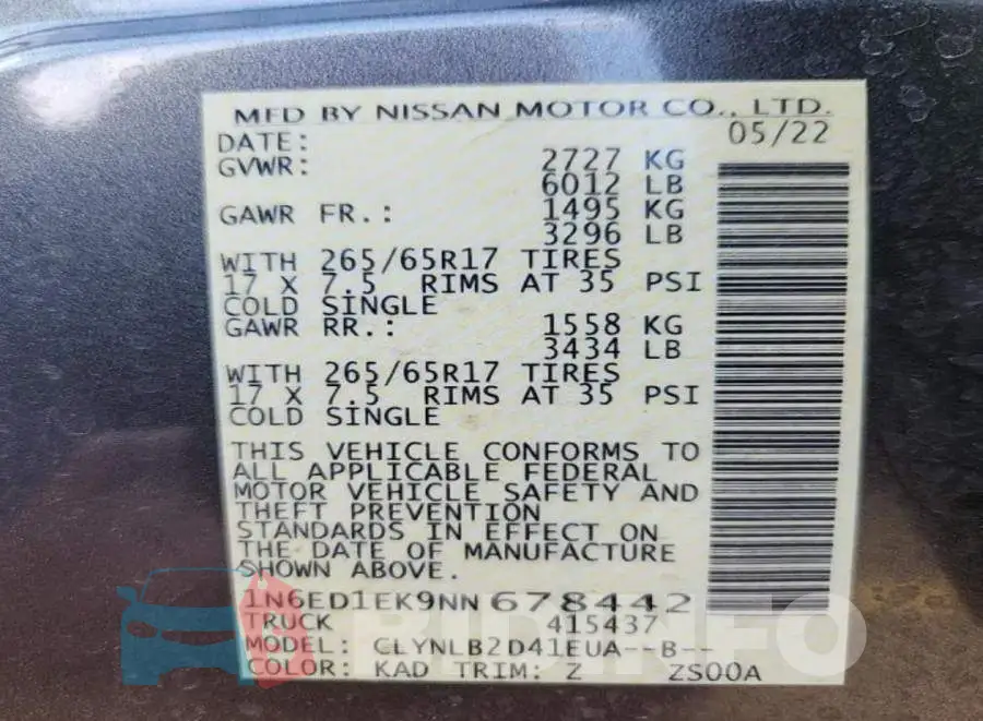 1N6ED1EK9NN678442 Photo# 8