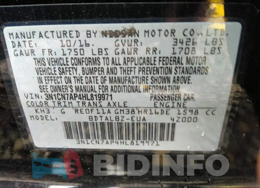 3N1CN7AP4HL819971 Photo# 9