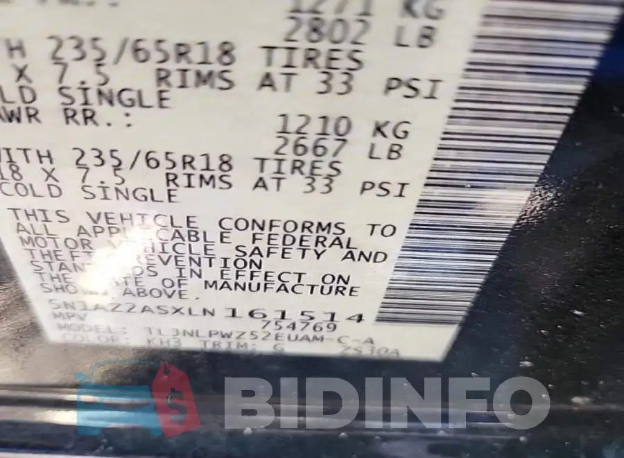 5N1AZ2ASXLN161514 Photo# 8