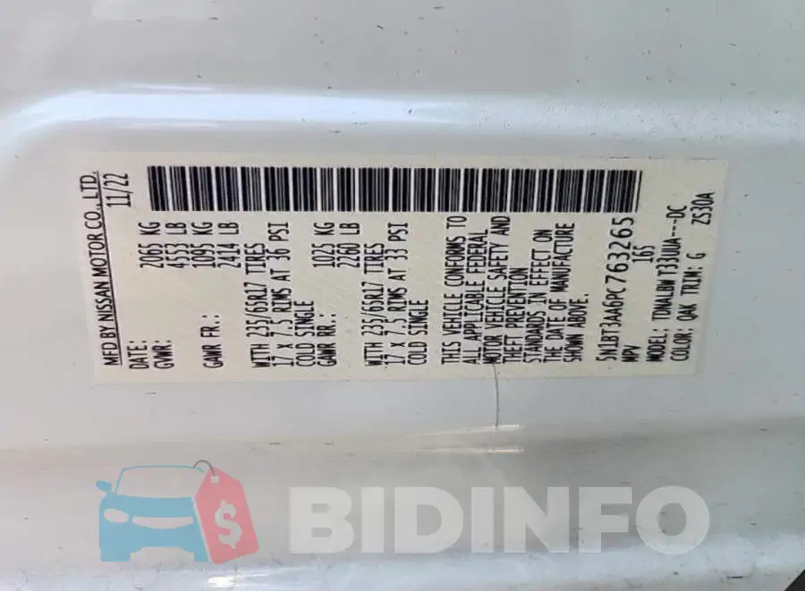 5N1BT3AA6PC763265 Photo# 8