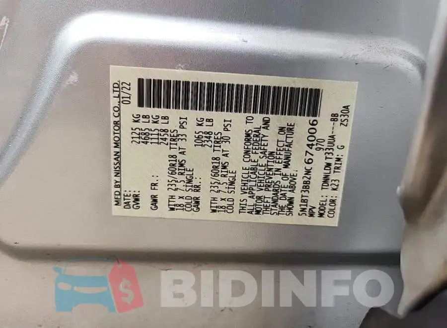 5N1BT3BB2NC674006 Photo# 8